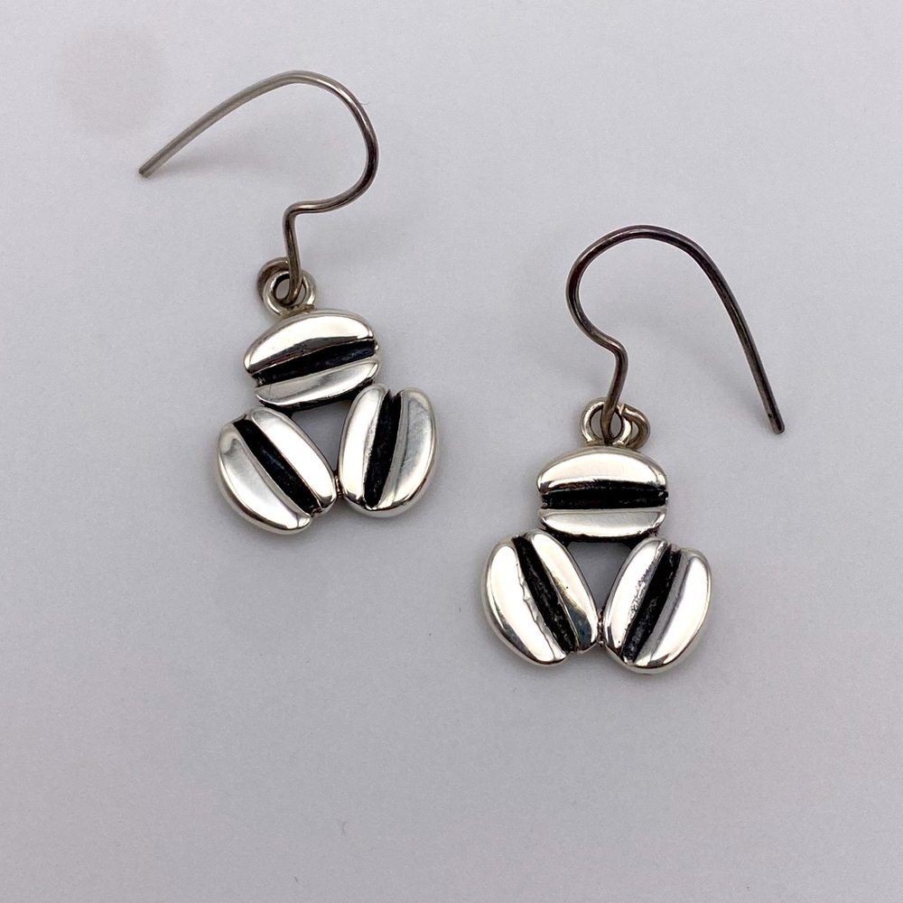 925 Sterling Silver Coffee Bean Dangle Earrings